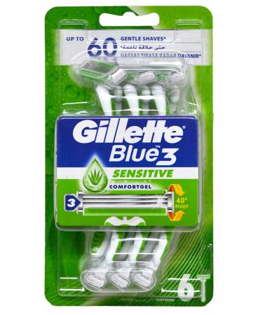 Gillette Blue3 Sensitive Comfortgel Maszynki do golenia 6szt.